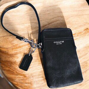 Coach Black Leather Wristlet with Tag